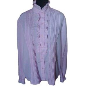 Vicki Wayne's Women's 14 Pink Victorian Style Prairie Button Up Blouse, Vtg